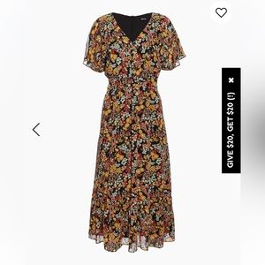 Madewell Dolman-Sleeve Ruffle-Hem Midi Dress in Flower Garden Size 8
